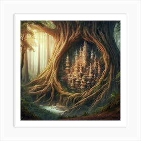 Fantasy Tree House In The Forest Art Print