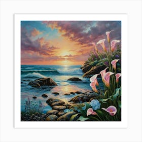 Sunset Calla Lilies 2 Art Print