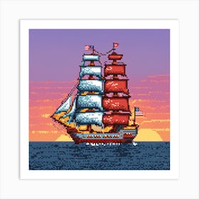 Sailboat At Sunset Art Print