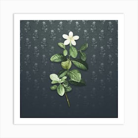 Vintage Gardenia Botanical on Slate Gray Pattern Art Print