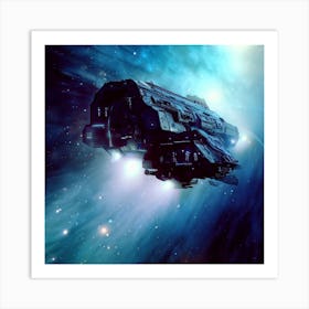 Spaceship In Space Art Print