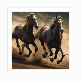 Two Horses Running Art Print