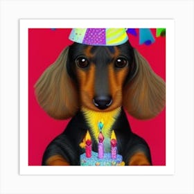 Dachshund Birthday2 Art Print