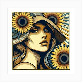 Sunflower Girl Art Print