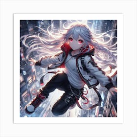 Anime Girl In The City Art Print