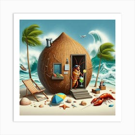 Coconut House On The Beach Art Print