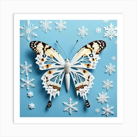 Butterfly With Snowflakes Art Print