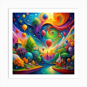 Colorful Balloons In The Sky Art Print