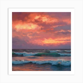 Sunset Over The Ocean 5 Art Print