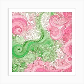 Pink And Green Swirls Art Print