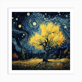 Starry Night Tree Art Print