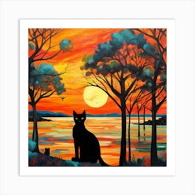 Sunset Cat 4 Art Print