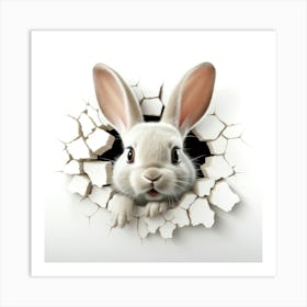 Rabbit Peeking Through A Hole 17 Art Print