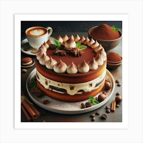 Chocolate Cake With Coffee 2 Art Print