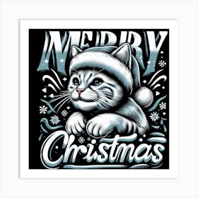 Merry Christmas Cat 3 Art Print