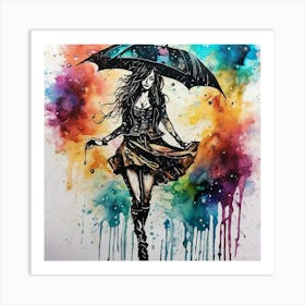 Girl With Umbrella Art Print