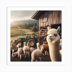 Alpacas On A Farm Art Print