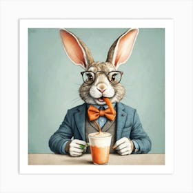 Rabbit With A Cup Of Coffee 2 Art Print