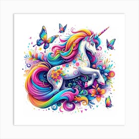 Unicorn With Butterflies 1 Art Print