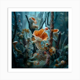 Organic Sculptur Aqua Flower 1 Art Print