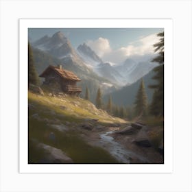 Cabin In The Mountains 7 Art Print