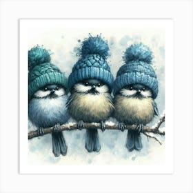 Three Birds In Winter Art Print