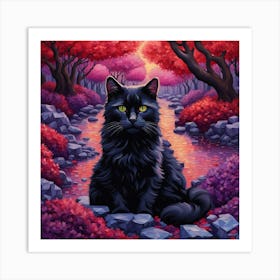 Cat In The Forest Art Print