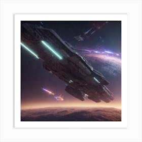 Spaceships In Space Art Print