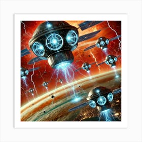 A Sci Fi Depiction Of Thunderclap Satellites 1 Art Print