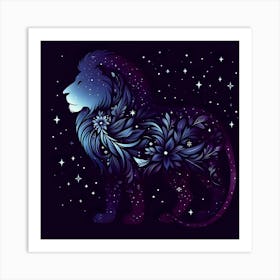 Lion In The Night Sky Art Print