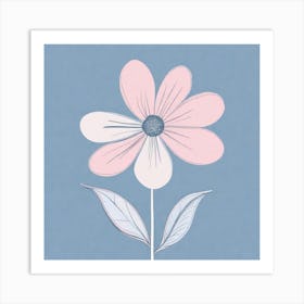 A White And Pink Flower In Minimalist Style Square Composition 283 Art Print