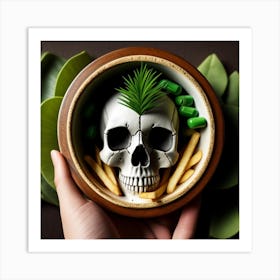 Skull In A Bowl Art Print