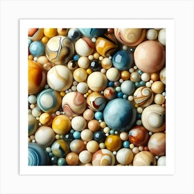 Different Sizes And Color Marbles Display As Abstract Art 4 Art Print