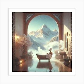 Bathing In The Mountains Art Print