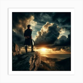 Man Standing On A Cliff Art Print