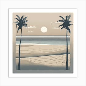 Palm Trees At The Beach Art Print