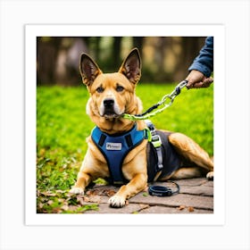 A Photo Of A Dog Leash Attached To A Dog S Collar Art Print