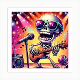 Skeleton Playing Guitar 4 Art Print