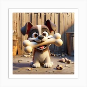 Cute Dog with a Bone 4 Art Print