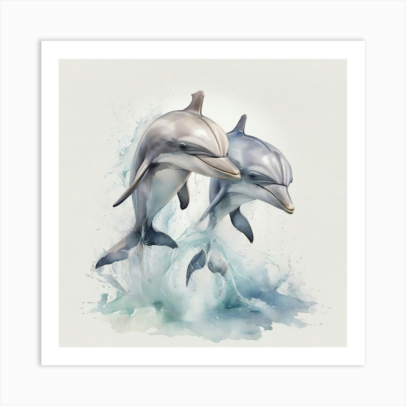 Dolphins Couple Dot Painting, Dolphinit, Painting by Olesea Arts