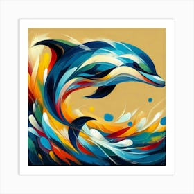 Abstract modernist Dolphin 3 Art Print