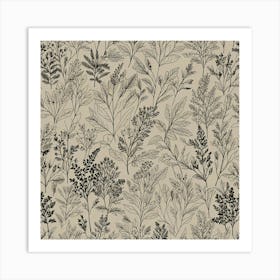 Black And White Floral Print Art Print