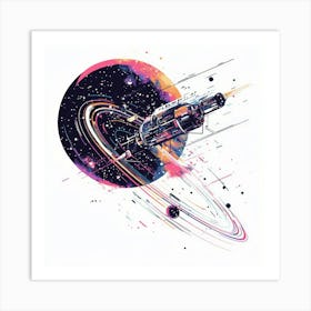 Spaceship.Generated AI. Wall Art Print Poster