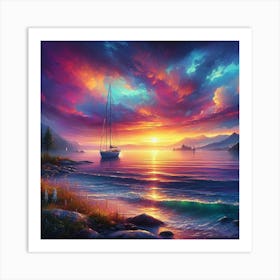 Sunset Sailboat 2 Art Print