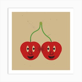 Happy Cherries Square Art Print