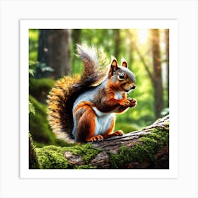 Squirrel In The Forest 90 Art Print