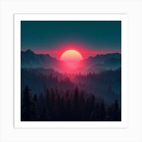 Sunset In The Mountains 51 Art Print