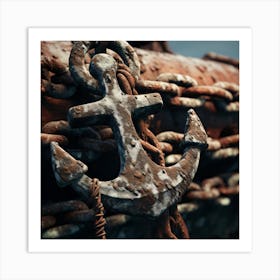 Anchor On Rusty Chain Art Print