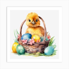 Easter Chick In Basket 7 Art Print