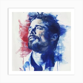 Creatai 24830 A Portrait Of The Actor Brad Pitt Through Blue Art Print